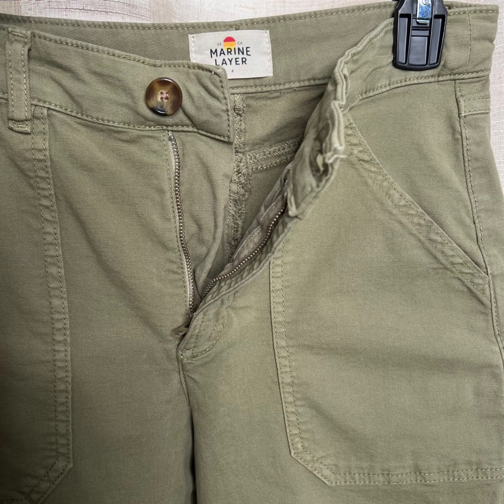 Marine Layer Maya Slim Straight Leg Utility Pants Olive Green Women's Size 4 - Picture 9 of 11